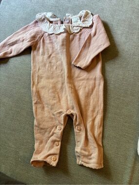 Edgehill Collection Pink Lace-Collar Footed One-Piece